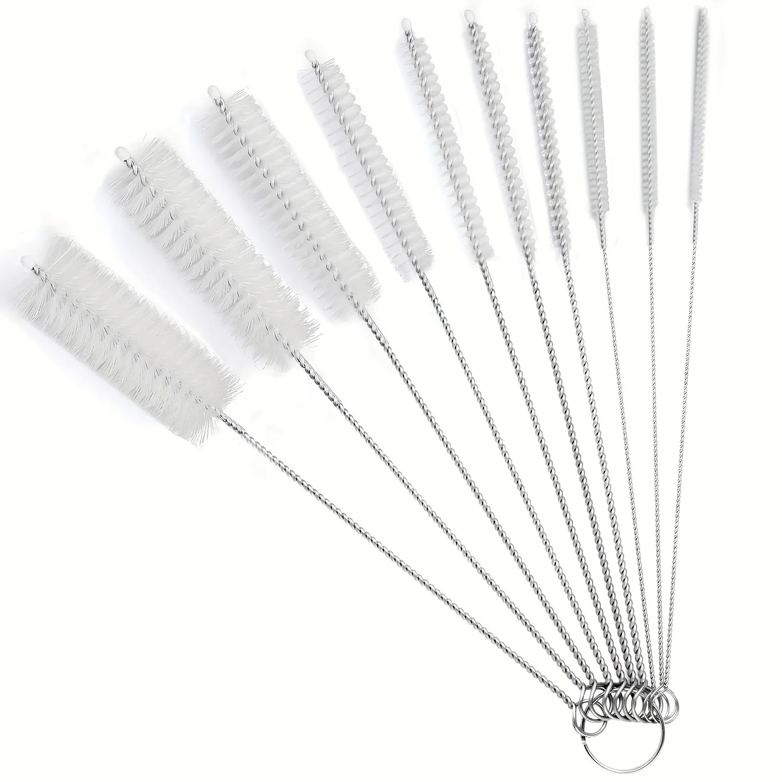 10Piece Nylon Tube Brush Set for Bottle Cleaning