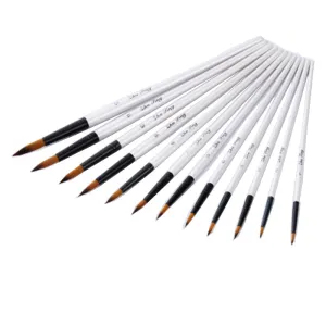 12 Paint Brushes White Rod Watercolor Pens Set  Nylon Wool Art