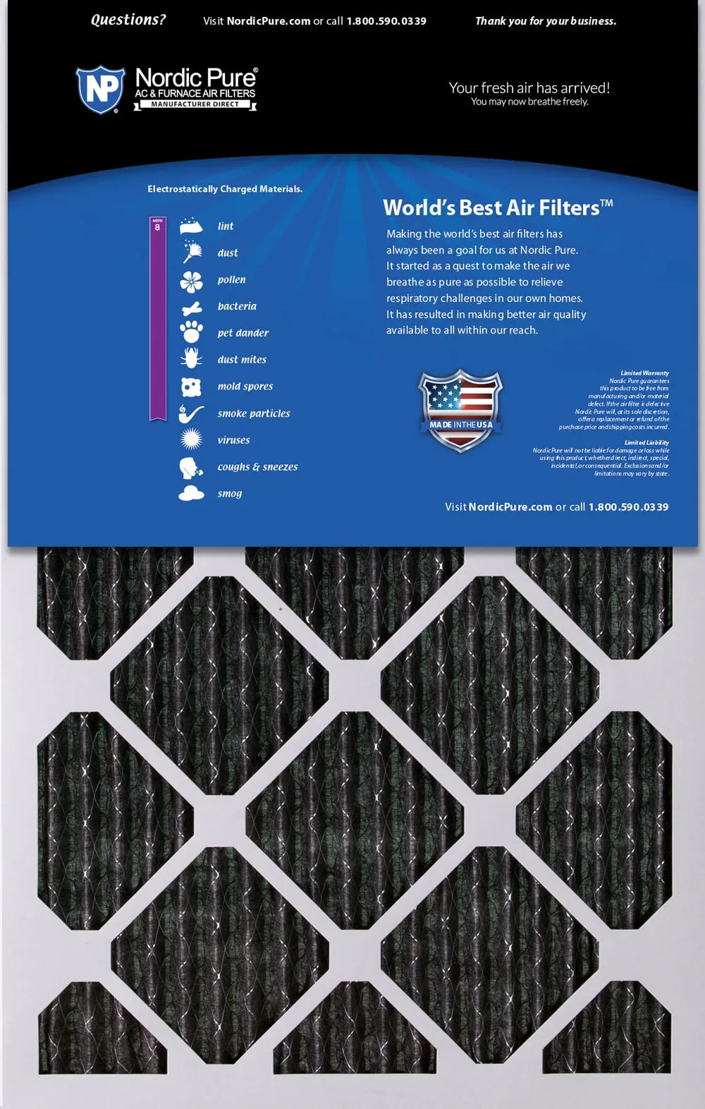 12x20x1 (11_1/2x19_1/2) Furnace Air Filters MERV 8 Pleated Plus Carbon 12 Pack