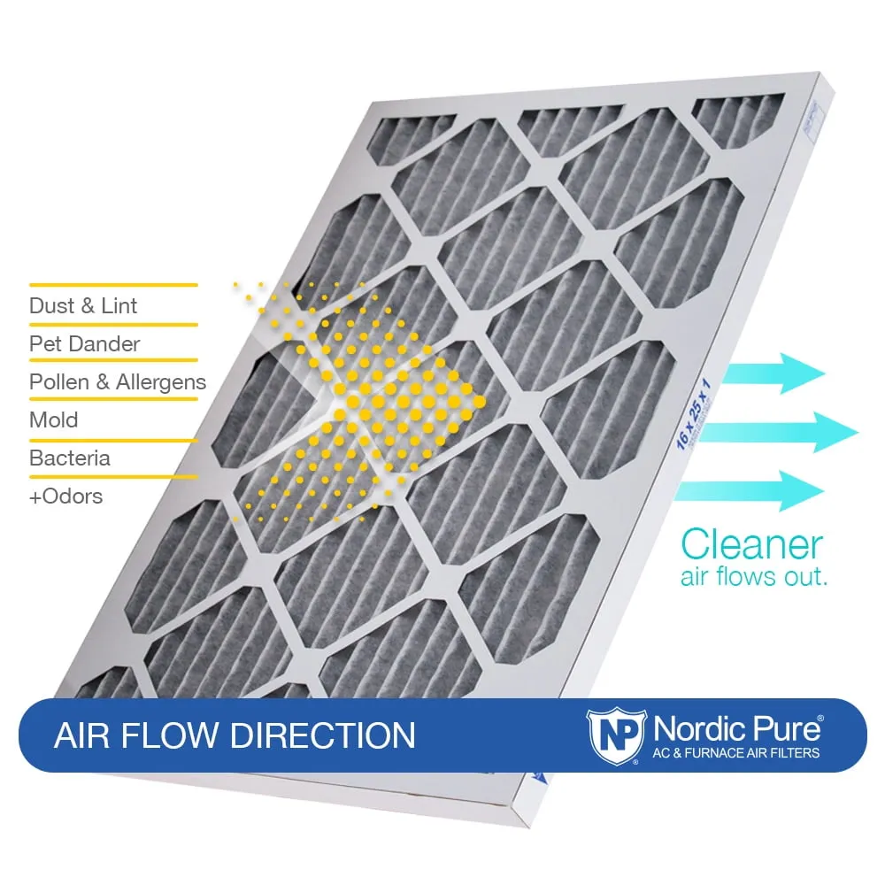 12x20x1 (11_1/2x19_1/2) Furnace Air Filters MERV 8 Pleated Plus Carbon 12 Pack