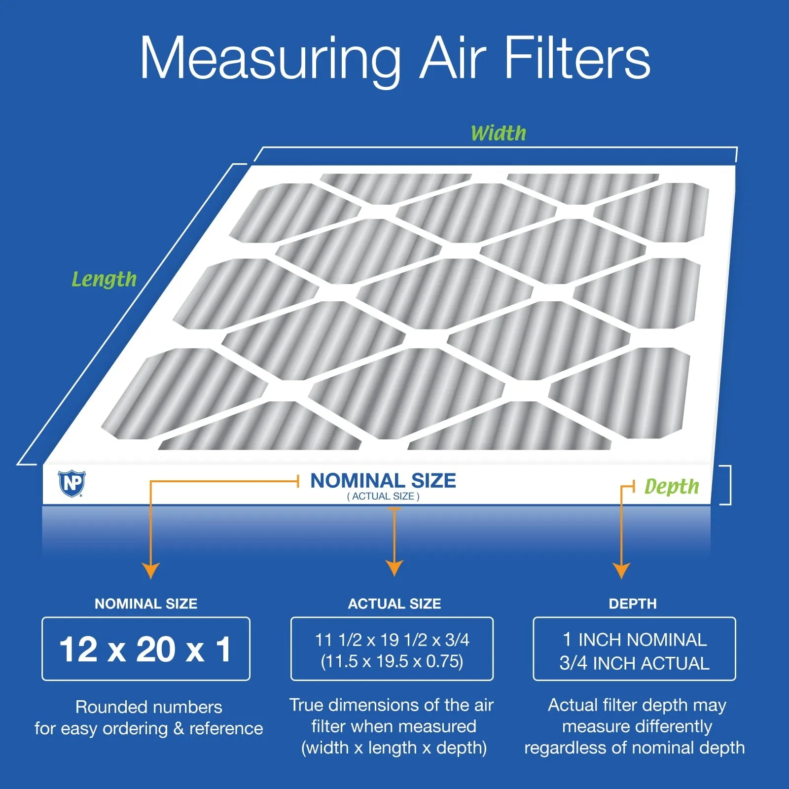 12x20x1 (11_1/2x19_1/2) Furnace Air Filters MERV 8 Pleated Plus Carbon 12 Pack