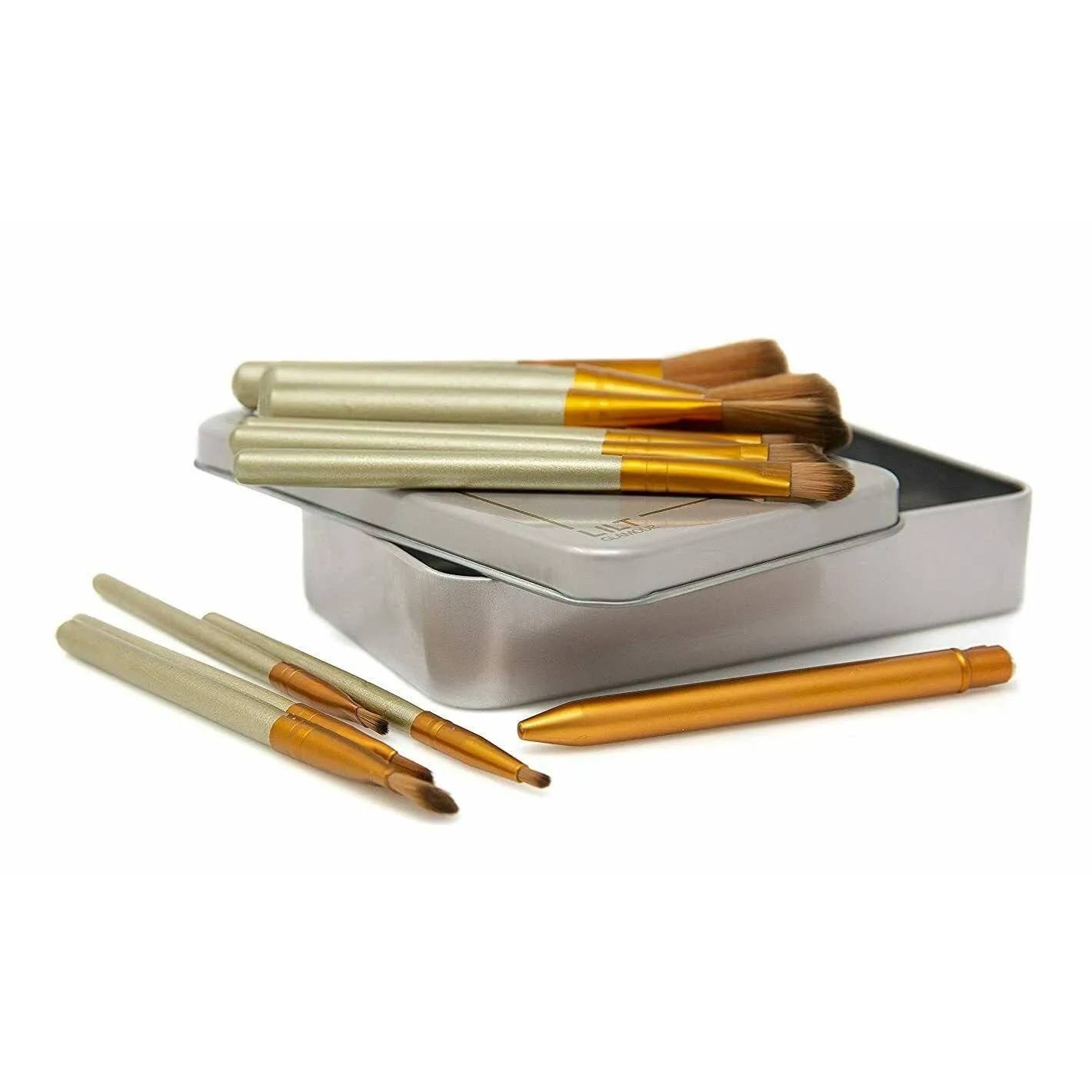 13-Piece: Lilt Beauty Makeup Brush Set with Brass Box