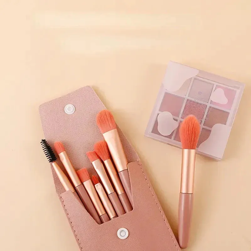 8pcs Travel Mini Makeup Brush Set Eyeshadow Highlighter Foundation Brush Beauty Tools