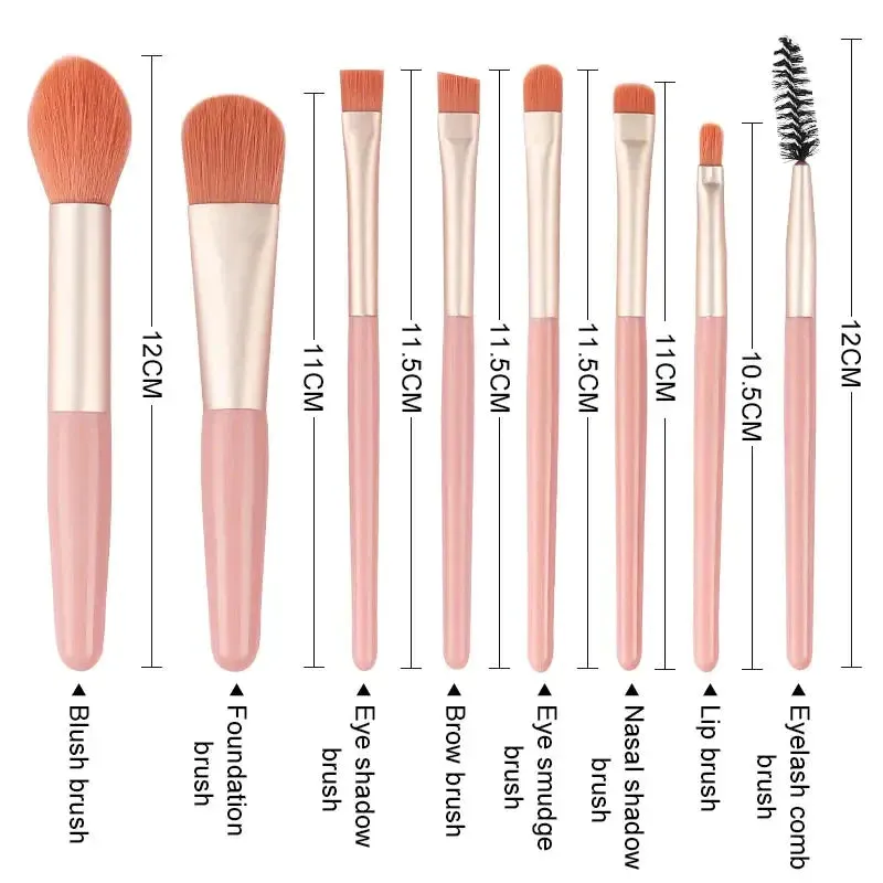 8pcs Travel Mini Makeup Brush Set Eyeshadow Highlighter Foundation Brush Beauty Tools