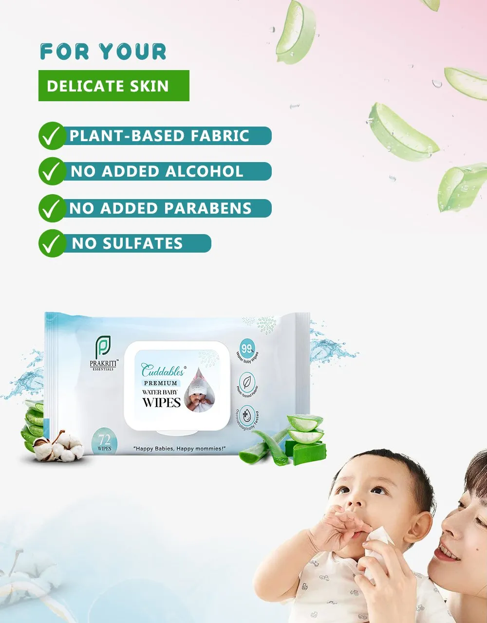 99% Pure Water Baby Wipes | Flat 50% Off On First Order