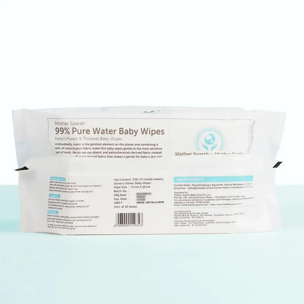 99% Pure Water Unscented Baby Wipes - Pack Of 2