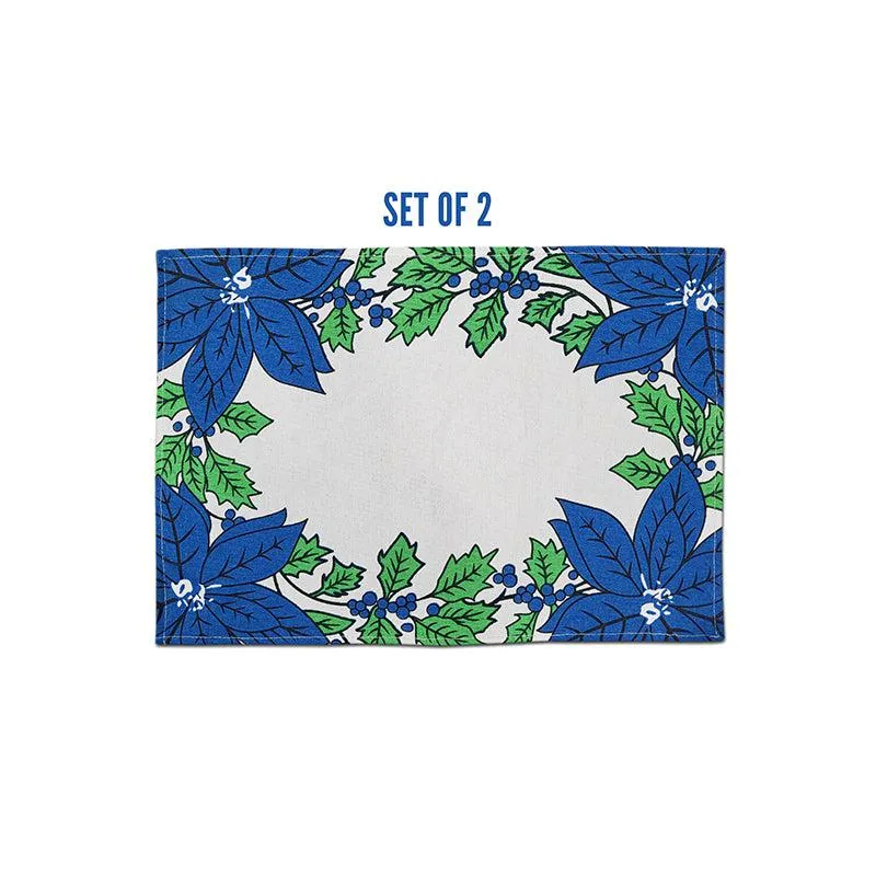 Acora Floral Placemat (Blue) - Set of Two