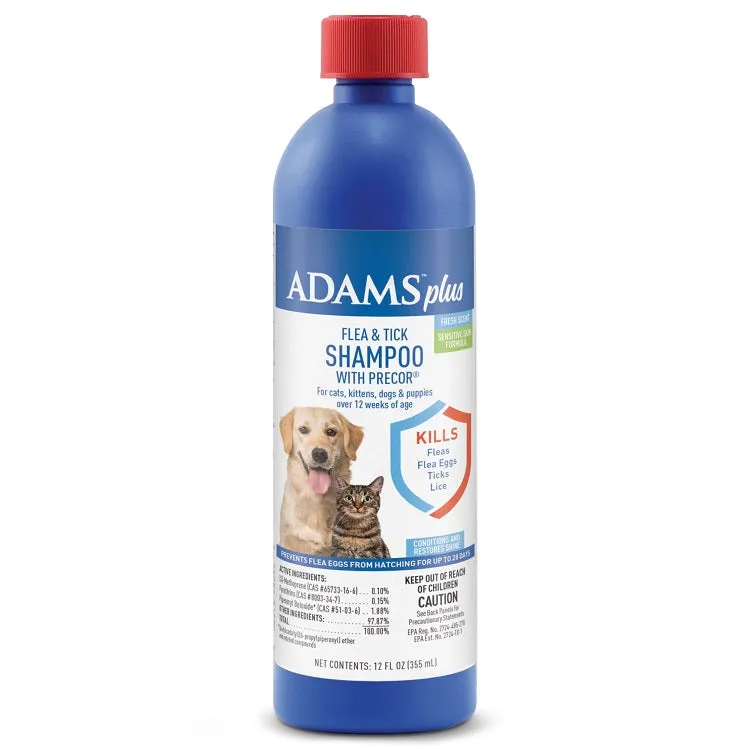 Adams Plus Flea & Tick Shampoo with Precor, 12 oz.