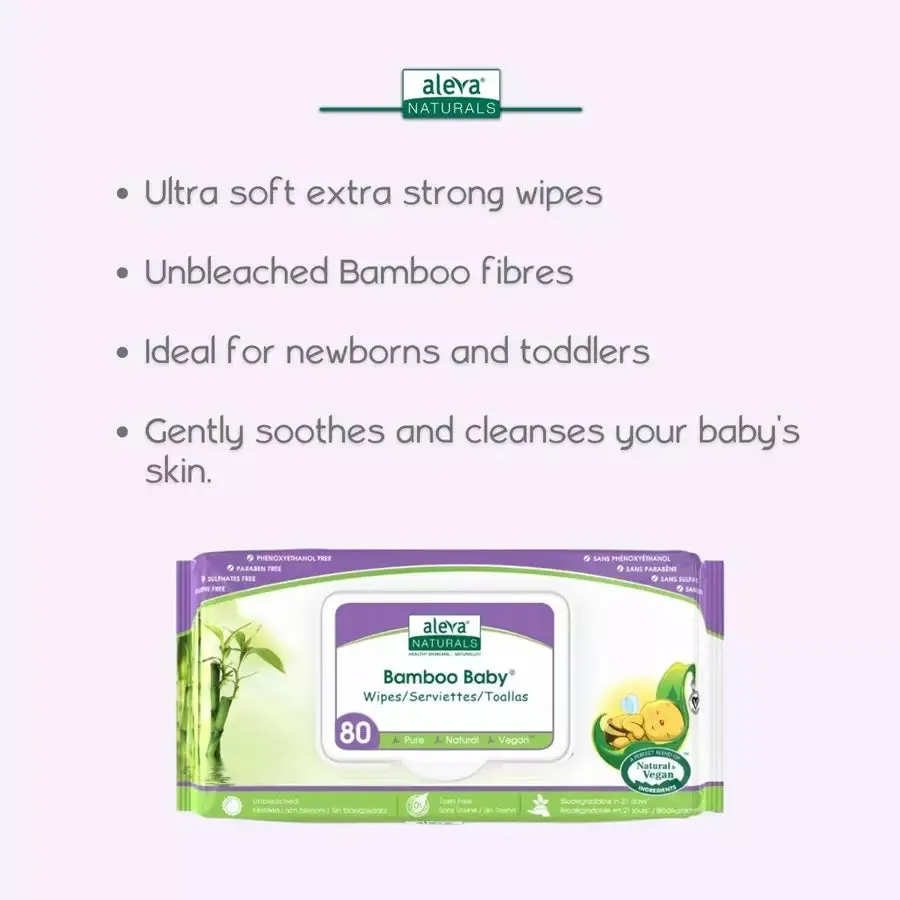 Aleva Naturals Bamboo Baby Wipes - 80Pcs