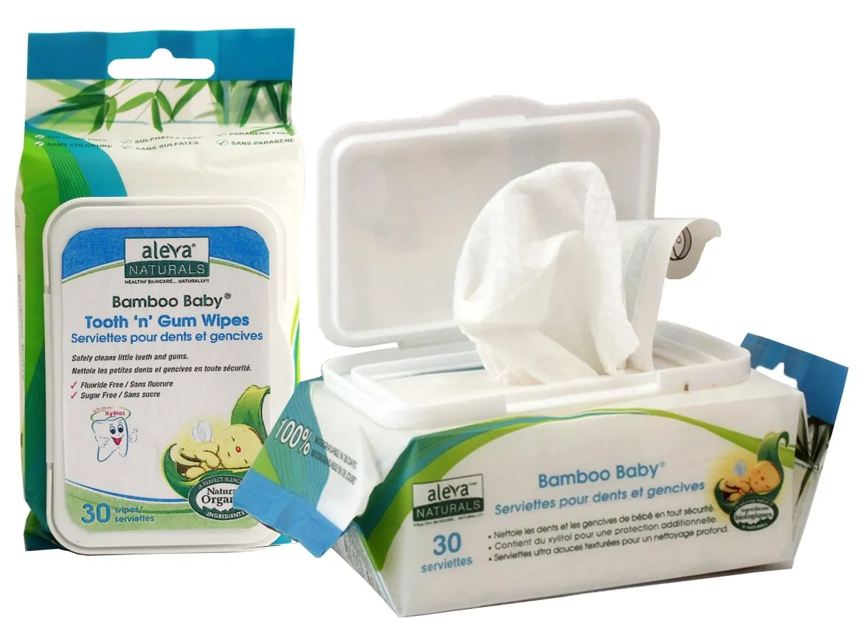 Aleva Naturals, Bamboo Baby Wipes, Tooth 'n' Gum, 30 Wipes