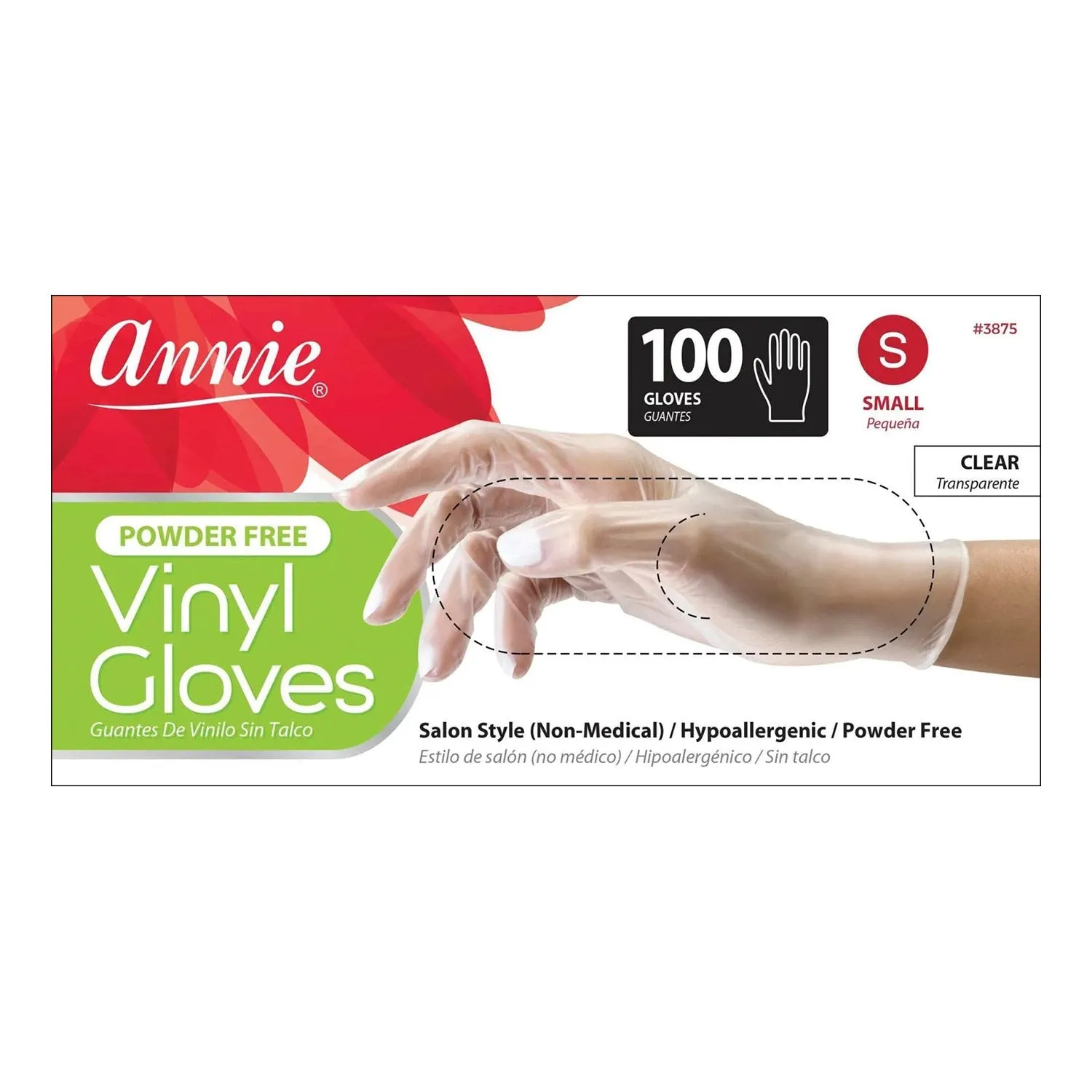 Annie Powder Free Vinyl Gloves Clear