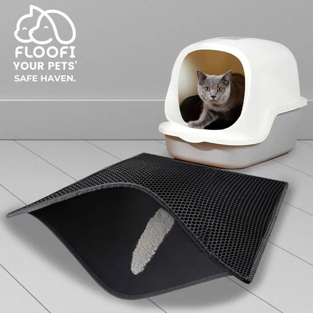 Anti Tracking Waterproof Cat Litter Mat, Easy Clean, Floofi