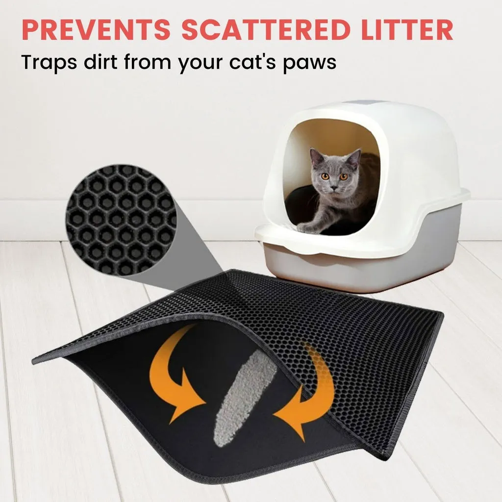 Anti Tracking Waterproof Cat Litter Mat, Easy Clean, Floofi