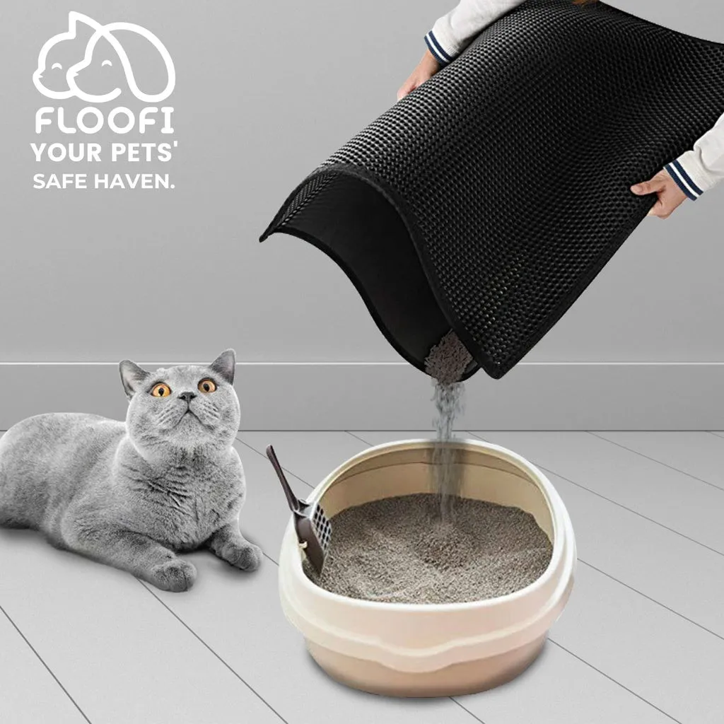 Anti Tracking Waterproof Cat Litter Mat, Easy Clean, Floofi