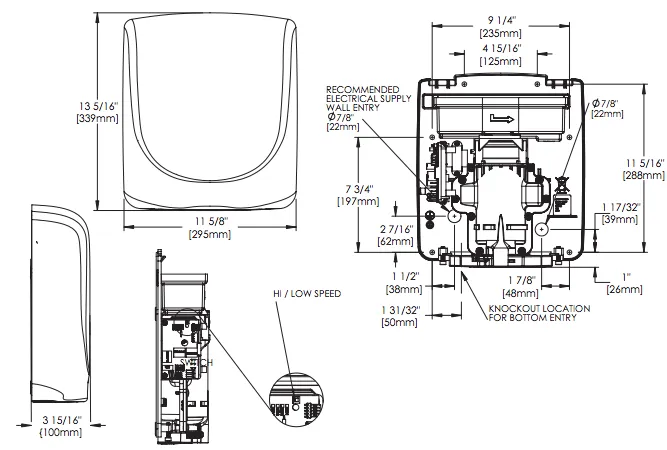 AXT-SS, eXtremeAir ADA American Dryer Brushed Stainless Steel Universal Voltage ADA