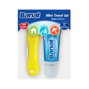 Banat Travel Set ( Foldable Toothbrush Medium   Toothpaste ) 1PC