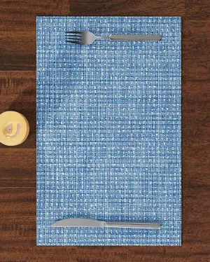 Blue PVC Heat Resistant Table Placemats | Set of 6 | 12 x 18 inches