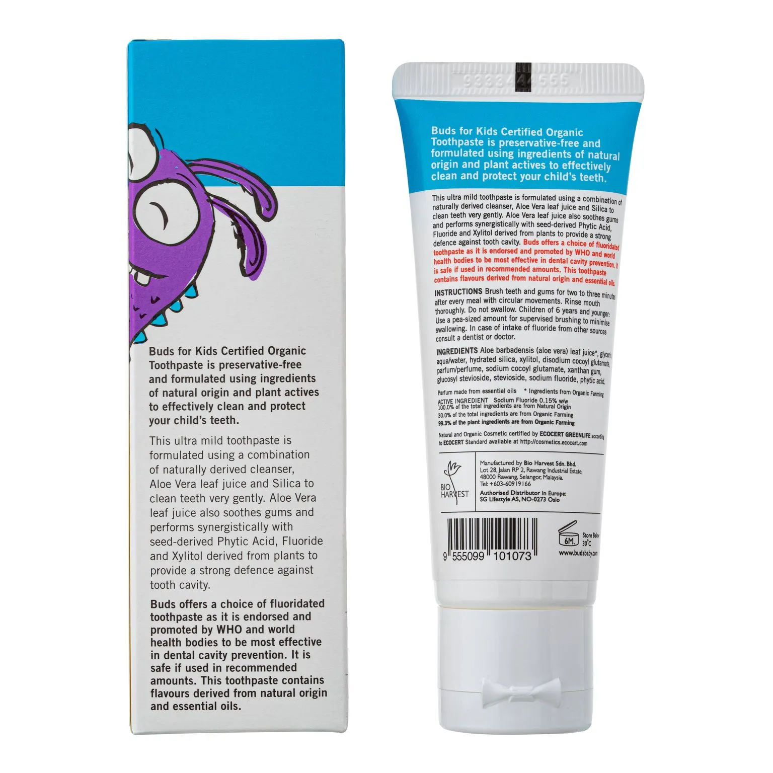 Buds Children's Toothpaste With Fluoride 3-12y 50ml