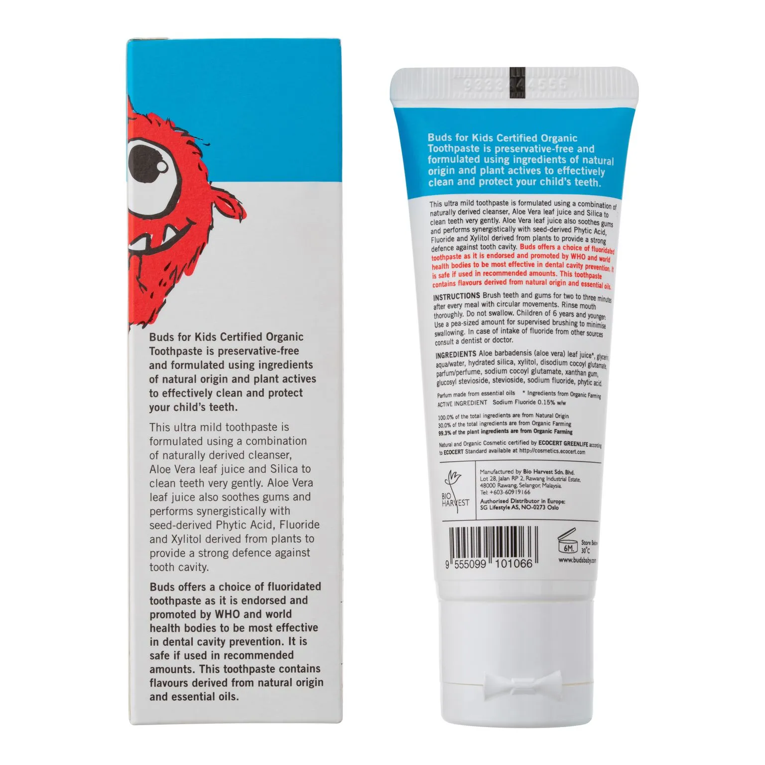 Buds Children's Toothpaste With Fluoride 3-12y 50ml