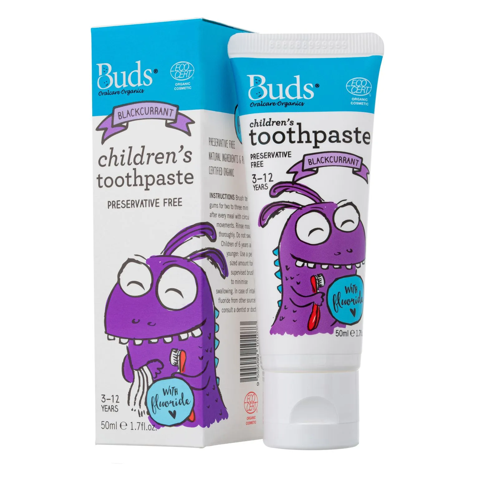 Buds Children's Toothpaste With Fluoride 3-12y 50ml