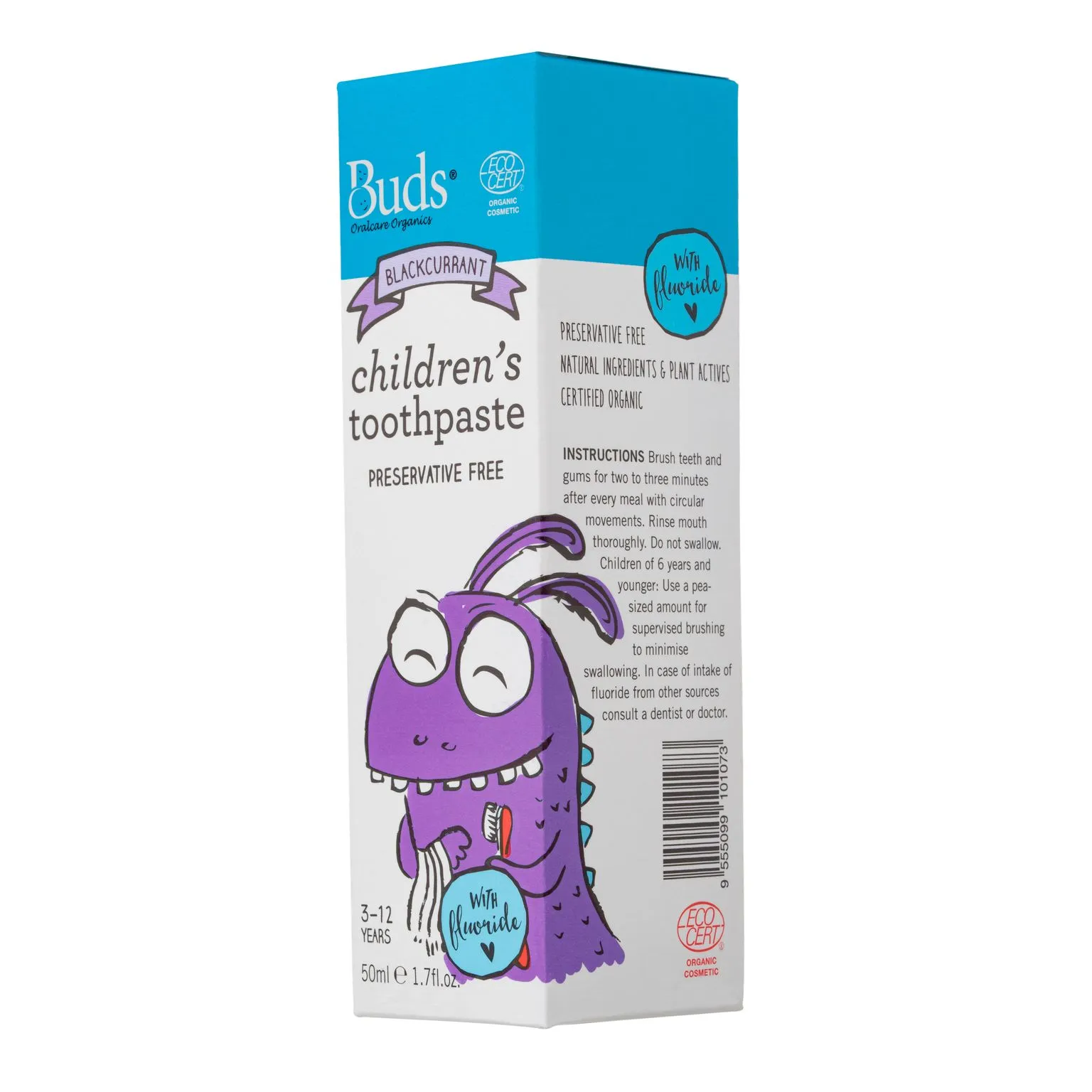 Buds Children's Toothpaste With Fluoride 3-12y 50ml