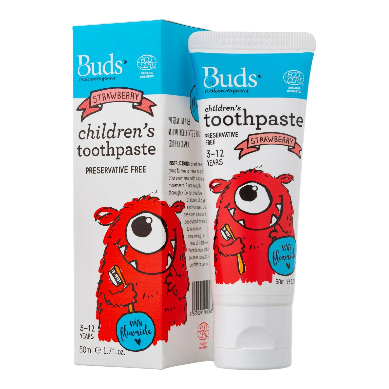 Buds Children's Toothpaste With Fluoride 3-12y 50ml