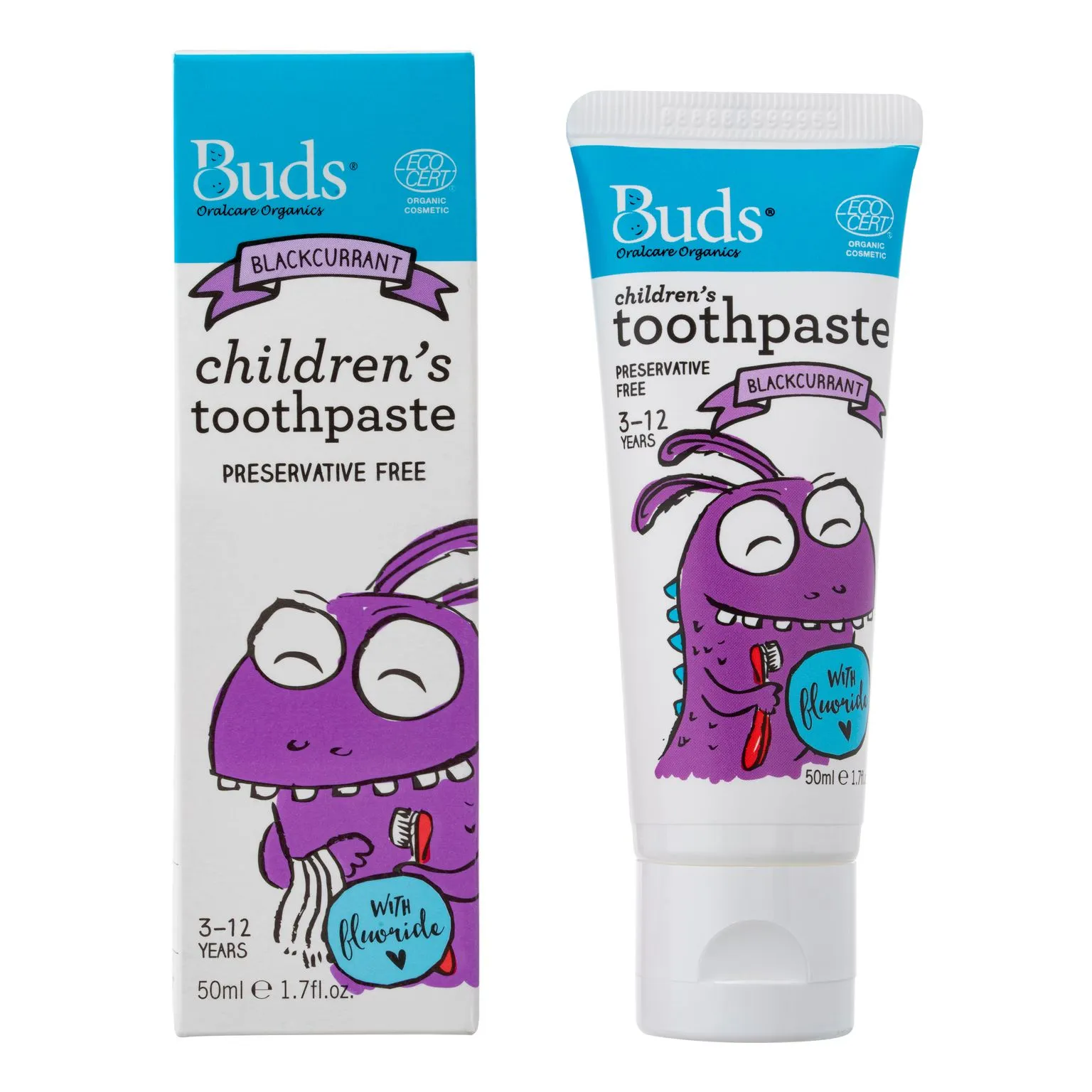 Buds Children's Toothpaste With Fluoride 3-12y 50ml