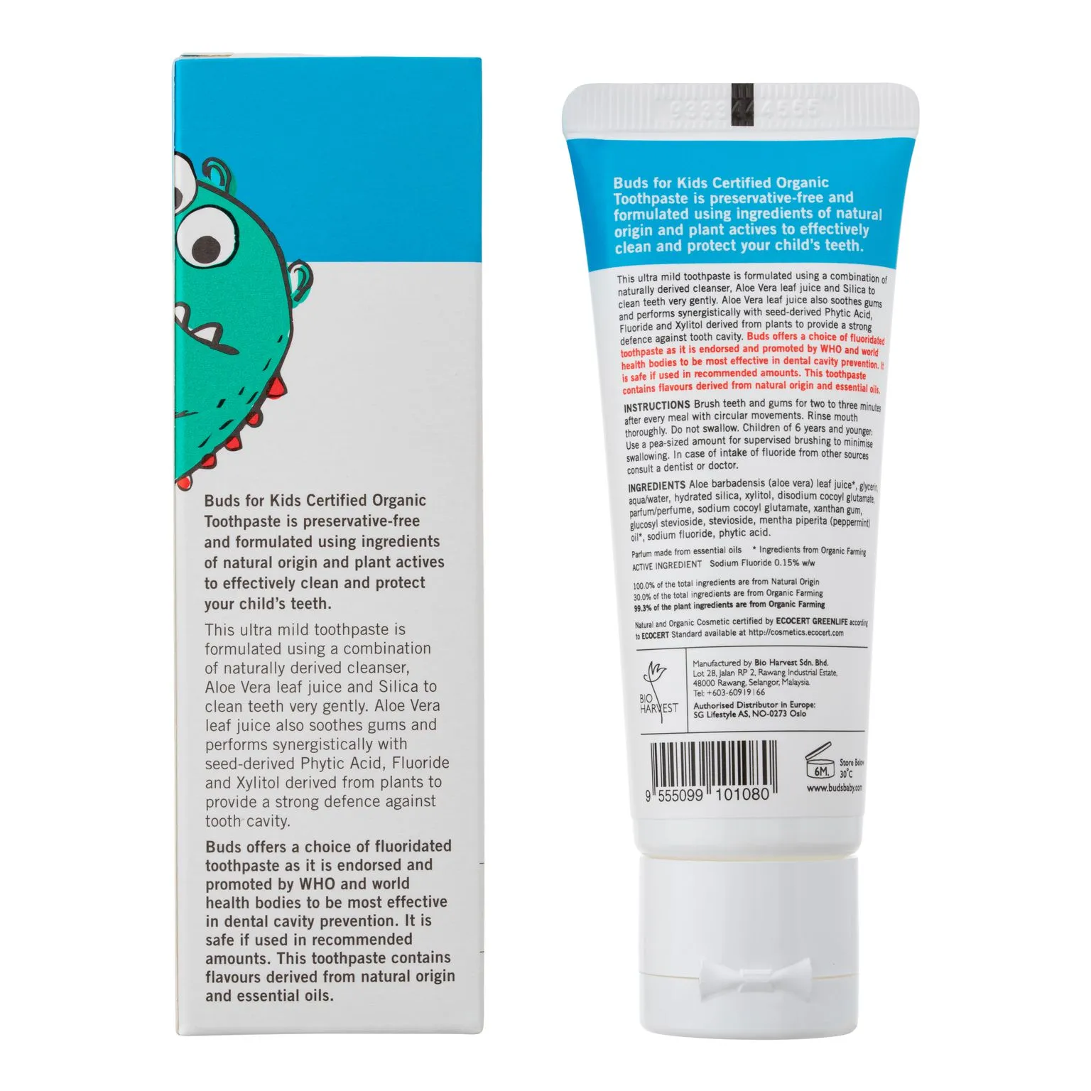 Buds Children's Toothpaste With Fluoride 3-12y 50ml