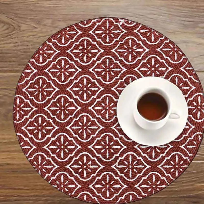 Cotton Placemats Side Table Mats | 15 Inches Round | Set of 2