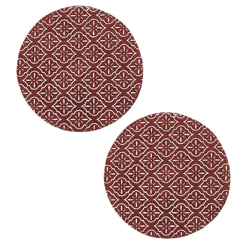 Cotton Placemats Side Table Mats | 15 Inches Round | Set of 2