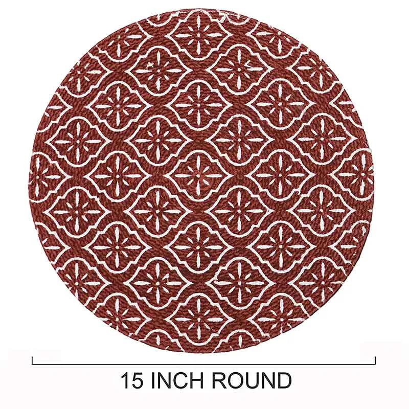 Cotton Placemats Side Table Mats | 15 Inches Round | Set of 2