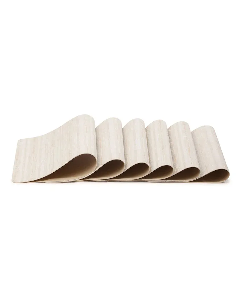 Cream PVC Striped Table Placemats | Set of 6 | 12 x 18 inches