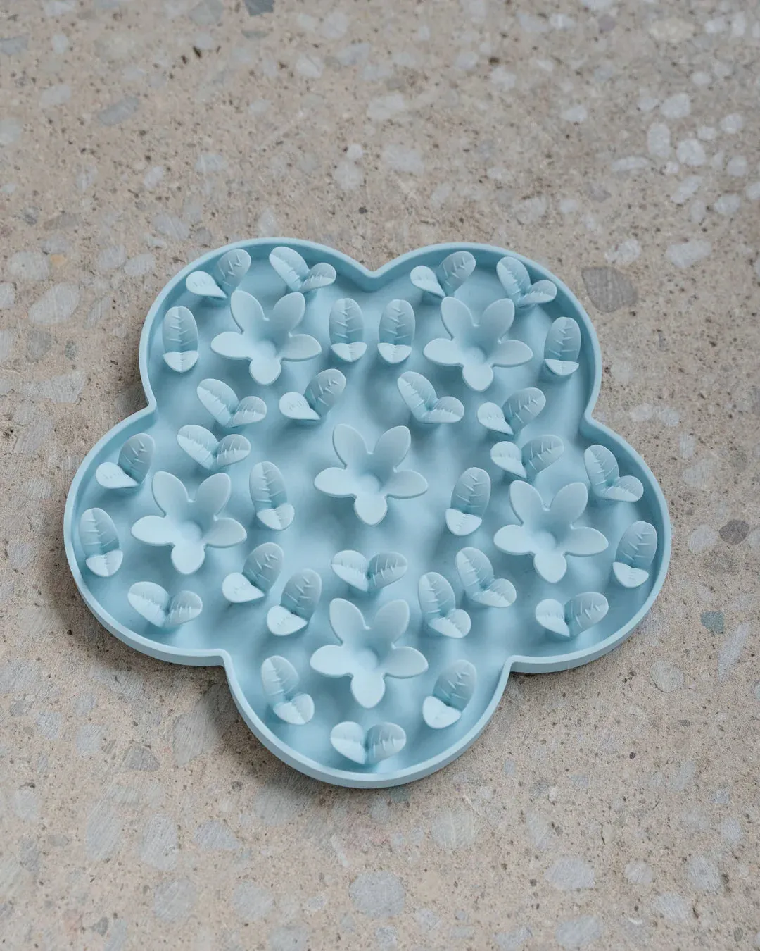 Dexypaws Flower Hide and Seek Silicone Snuffle Mat, Sky Blue for Cats or Dogs