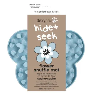 Dexypaws Flower Hide and Seek Silicone Snuffle Mat, Sky Blue for Cats or Dogs