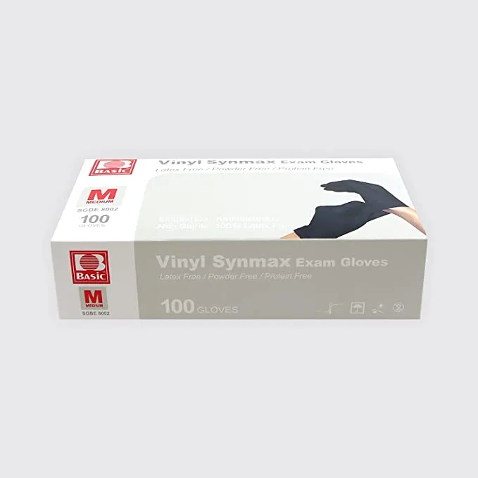 Ever Ready Disposable Vinyl Black Exam Gloves, Powder-Free & Latex-Free Gloves, Size Large