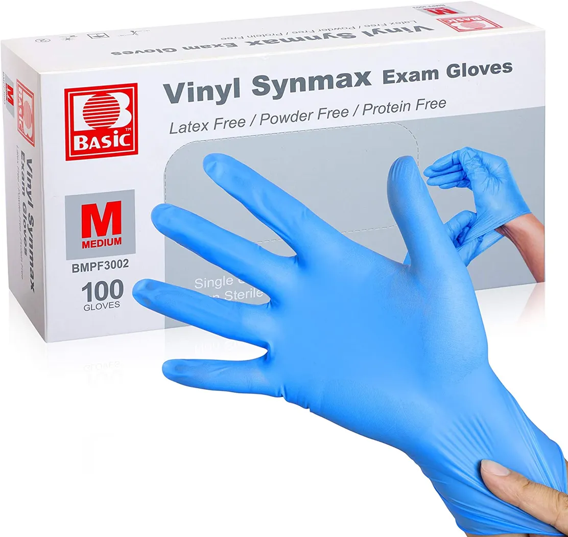 Ever Ready Disposable Vinyl Blue Exam Gloves, Powder-Free & Latex-Free Gloves, Size X-Large