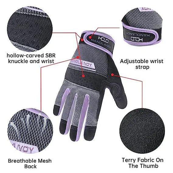 Handlandy Women Utility Work Gloves Touch Screen Neoprene Yard 6035VI