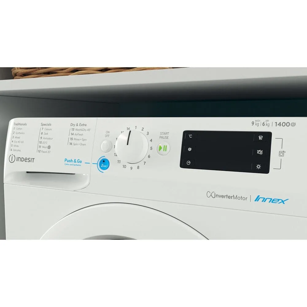 Indesit BDE96436XWUKN 9Kg / 6Kg Washer Dryer With 1400 Rpm - White