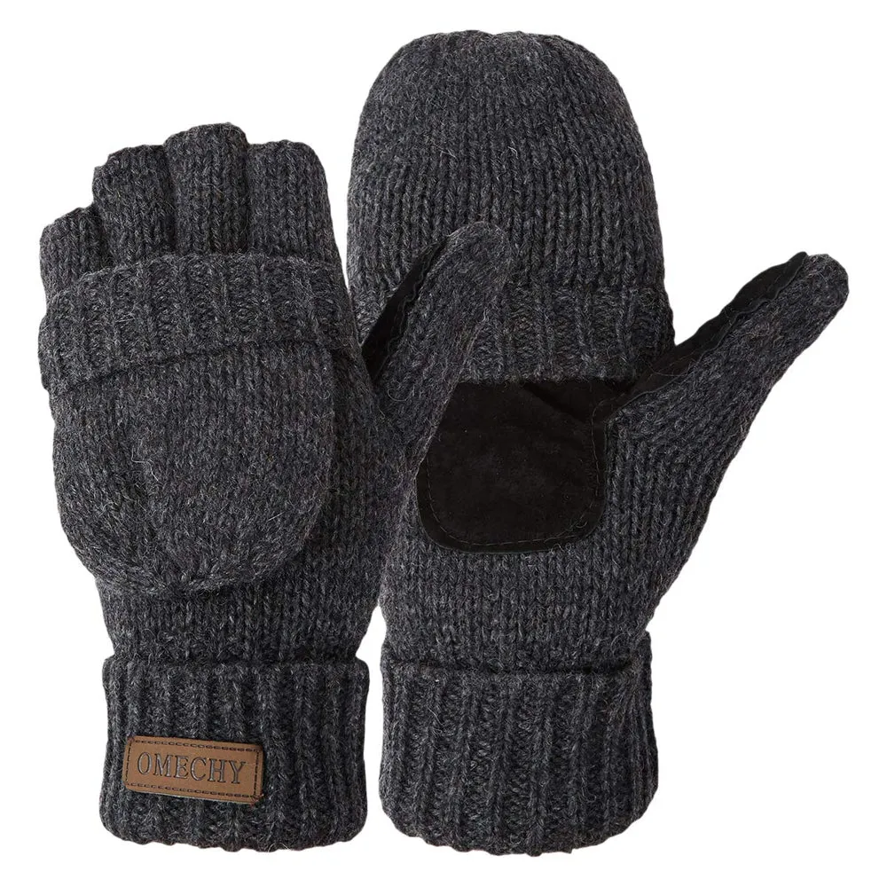 Knitted Convertible Wool Fingerless Gloves