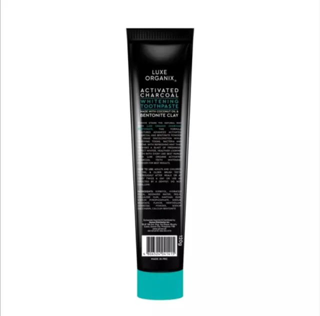 Luxe Organix Activated Charcoal Whitening Toothpaste Spearmint