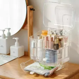 Makeup Cosmetics Storage Organizer, Skin Care Storage Rack, Makeup Brush Bucket Dressing Drawer Shelf, Waterproof and Dustproof Cosmetics Storage Display Box, Lipstick Holder