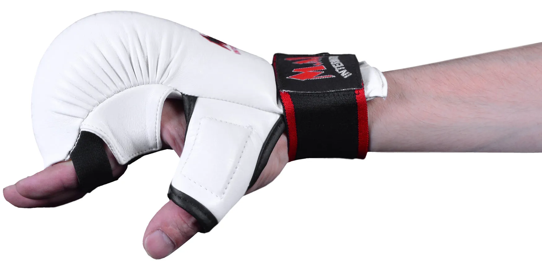 MAR-143C | White Karate Gloves w/ Padded Thumb