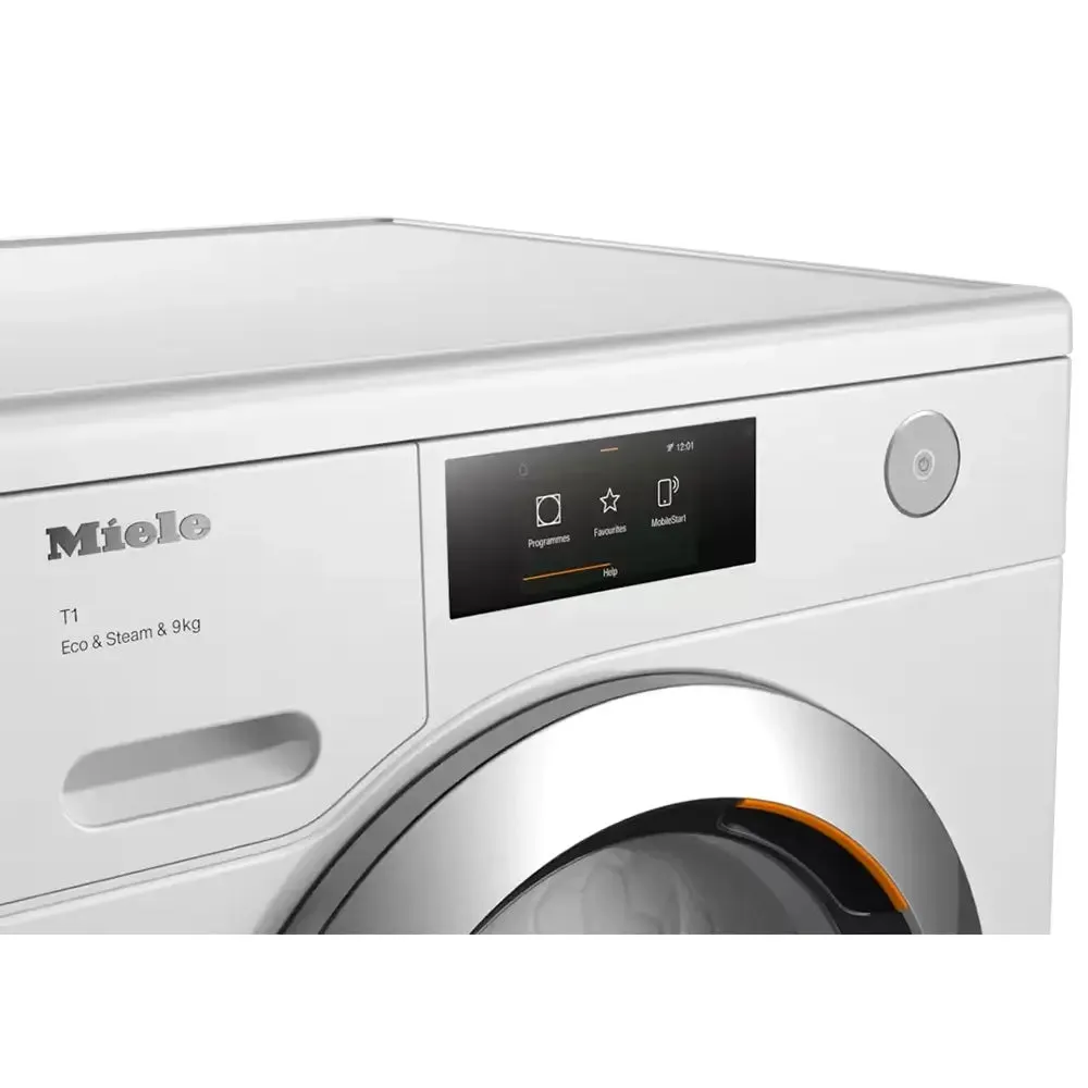 Miele TCR780WP T1 9Kg Heat Pump Dryer, Miele@home, SteamFinish & EcoDry, 59.6cm Wide - Lotus White