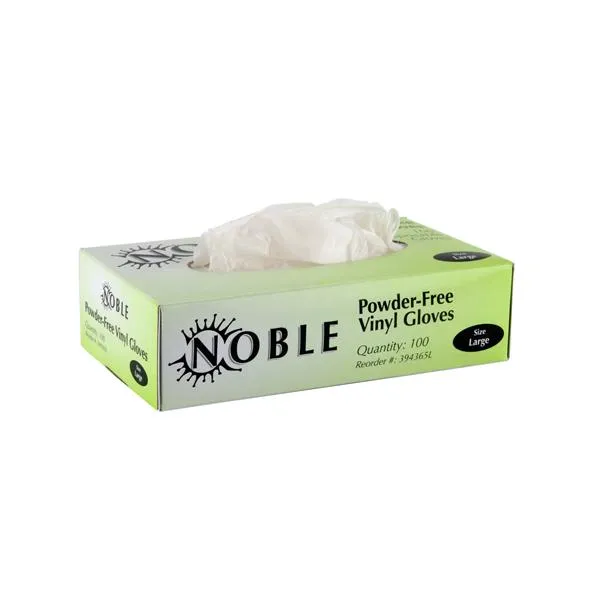 Noble Powder-Free Vinyl Gloves (Large) - 100 PCS