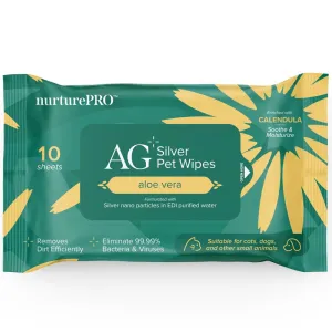 Nurture Pro AG  Silver Aloe Vera Wipes For Cats & Dogs 10pc