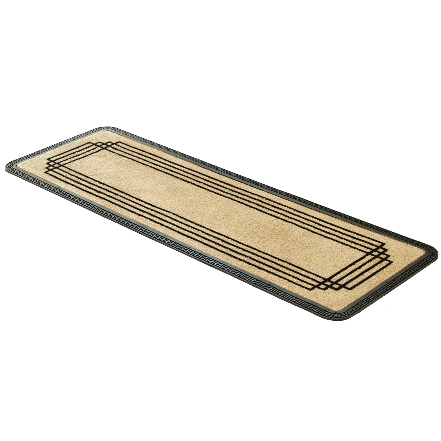 OnlyMat Elegant Soft Anti-Skid Polypropylene Lines Pattern Flocked Floor Mat - Beige , 40 cm x 120 cm