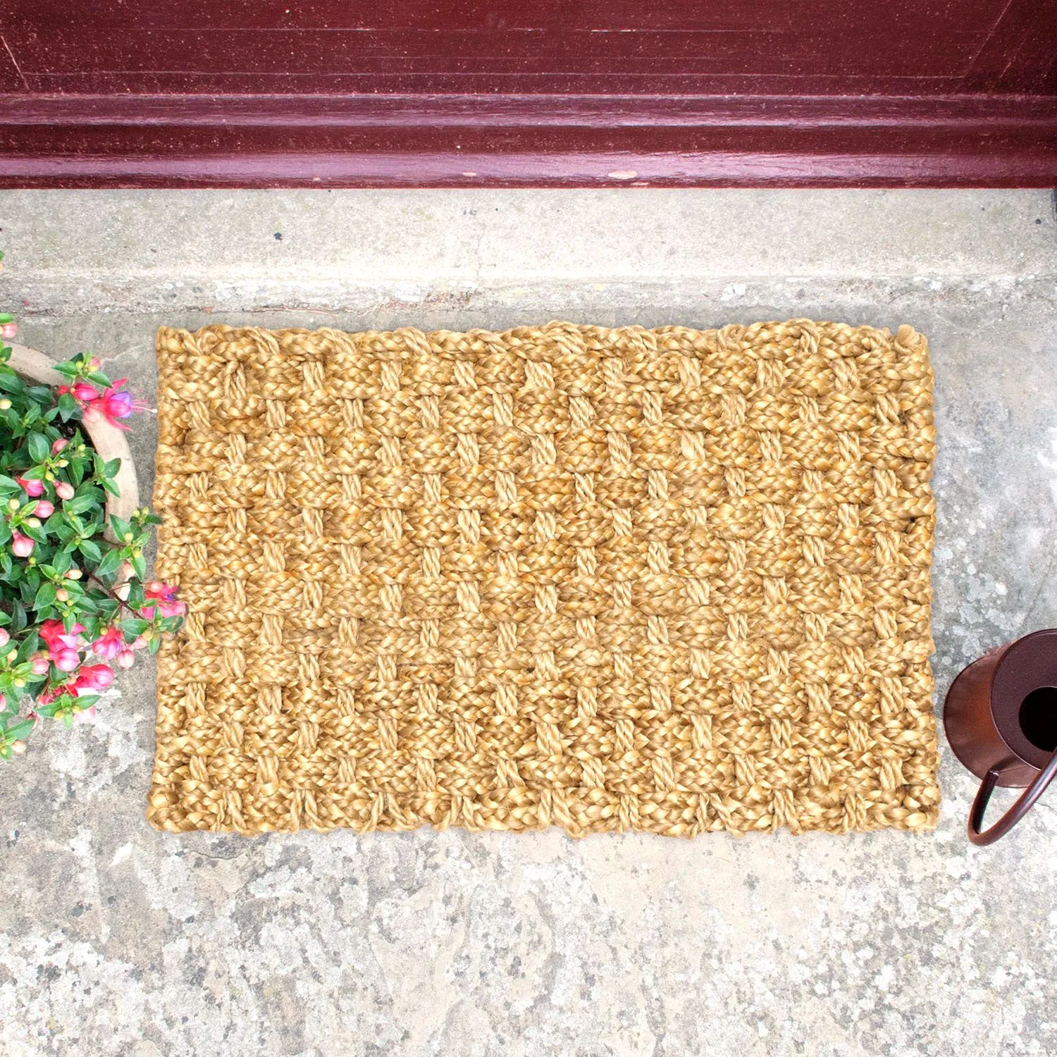 OnlyMat Luxe Mat - Braided Door Mat - Hand Woven Organic Braided Jute Mat