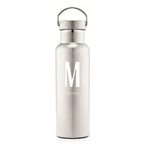 PERSONALIZED CHROME WATER BOTTLE WITH HANDLE - CUSTOM MONOGRAM PRINT