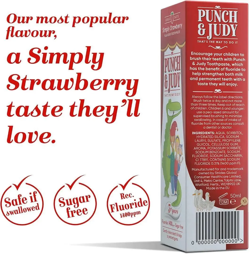 Punch & Judy Simply Strawberry Toothpaste- 50ml Toothpaste