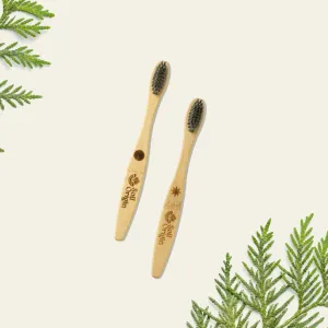 Soil Origin Kids Bamboo Toothbrush With Activated Charcoal Bristles - Set of 2